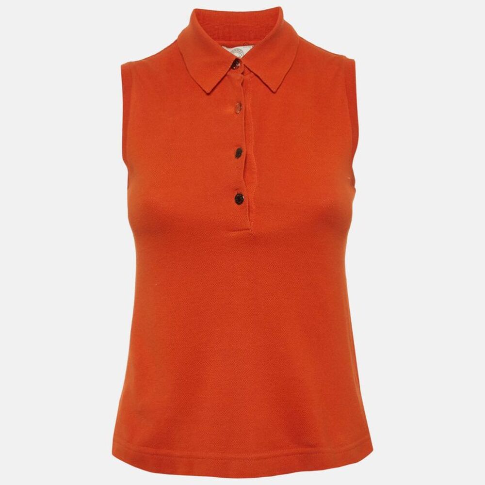 Herm&egrave;s Sellier Orange Jersey Knit Tank Top Xs